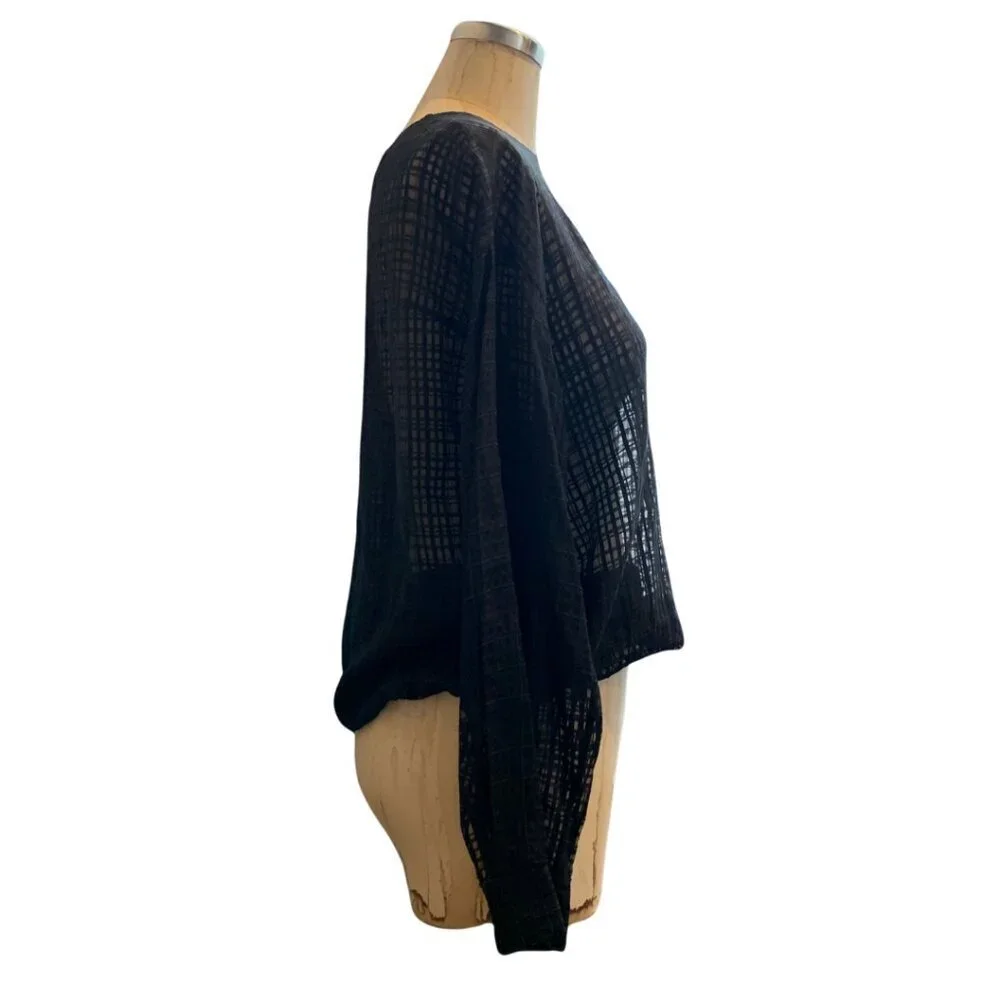 Agnona Womens Black Sheer Long Sleeve Round Neck Pullover Top Womens Size 40 - Picture 4 of 11